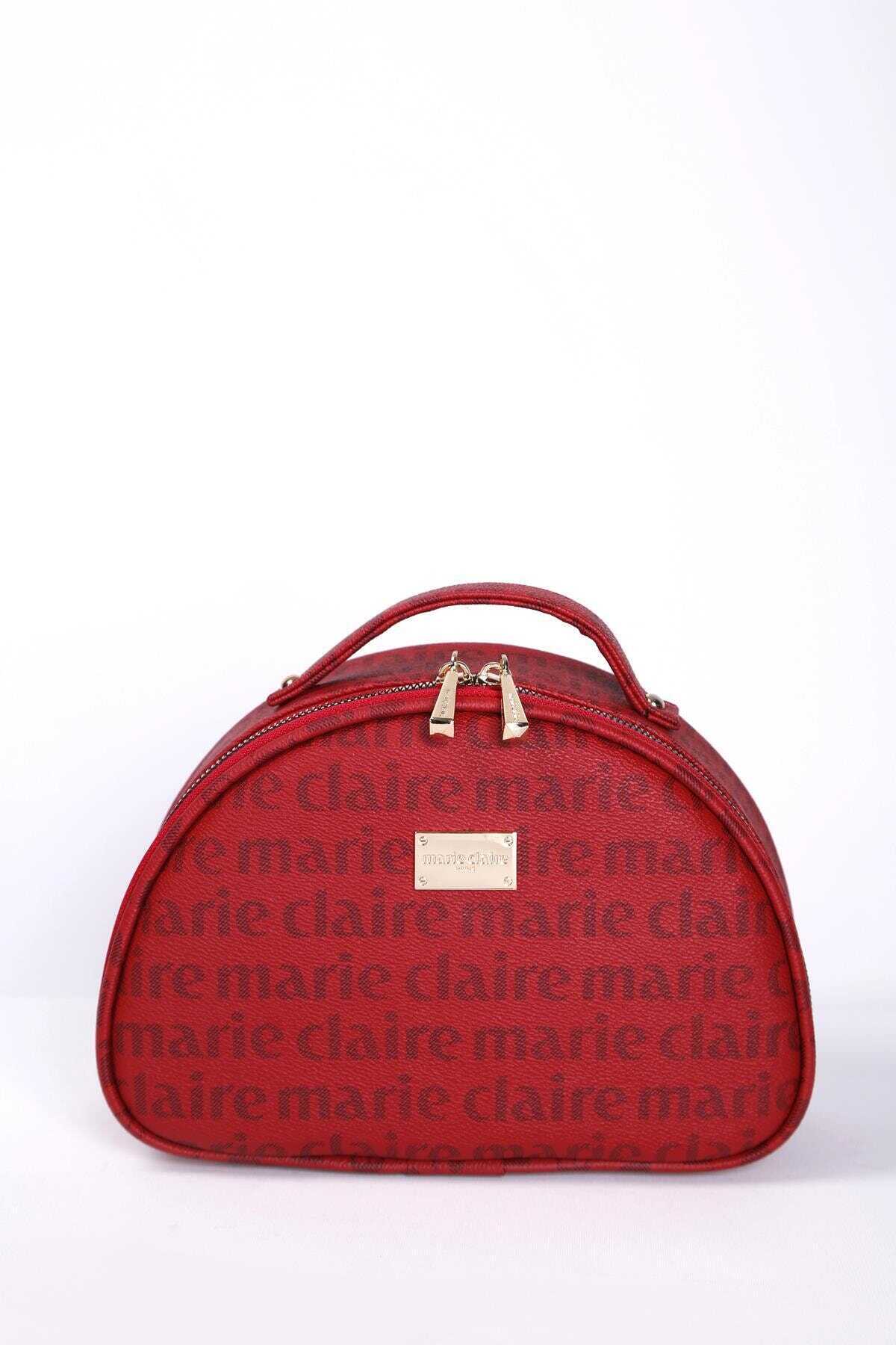  کیف لوازم آرایشی زنانه طرح دار چرم قرمز برند Marie Claire