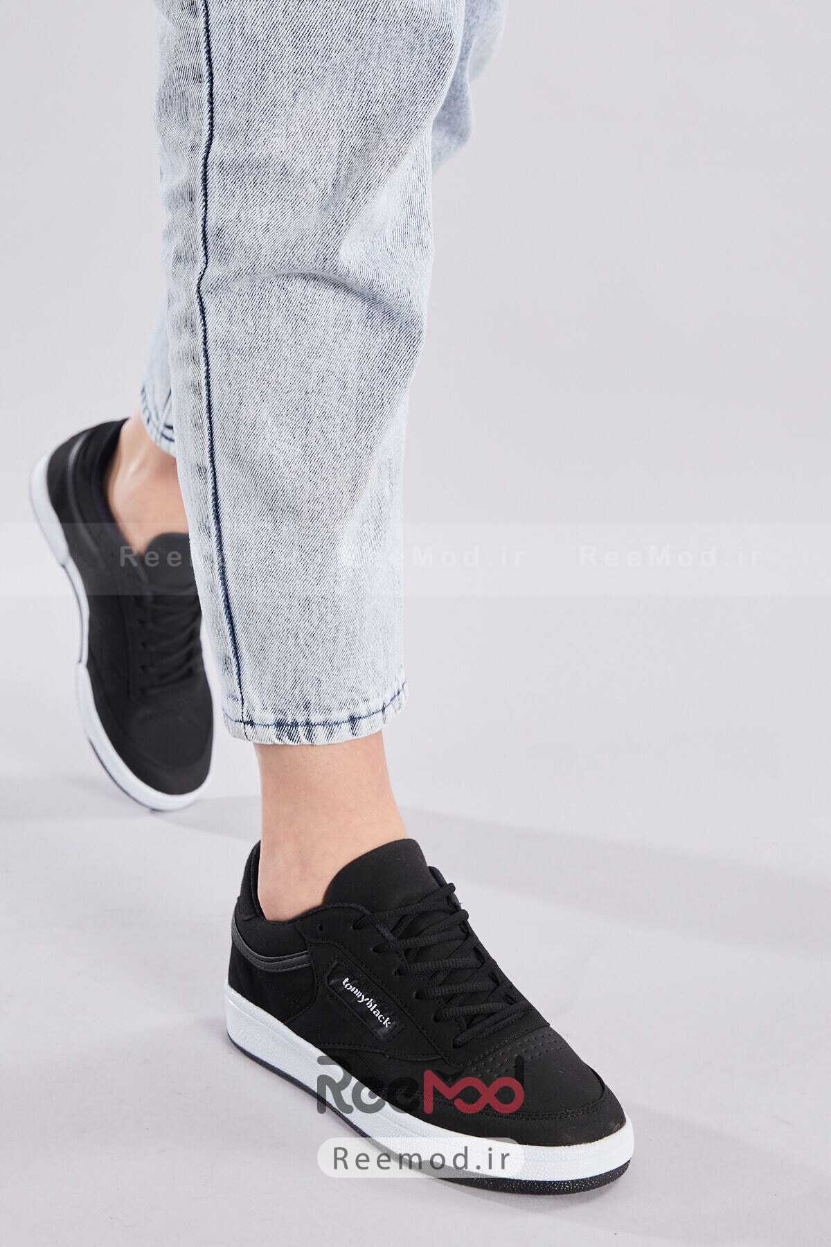 کفش ورزشی یونیسکیس جیر مشکی سفید برند Tonny Black 