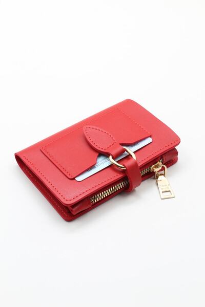  کیف پول زنانه چرم قرمز برند ByOzgunTasarım