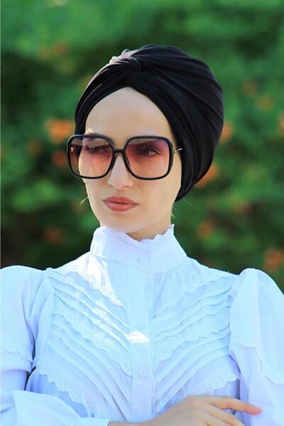 سرپوش زنانه گره ای مشکی برند Sahra Şal