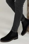 نیم بوت مردانه مخمل کش دار مشکی برند Zegeshoes