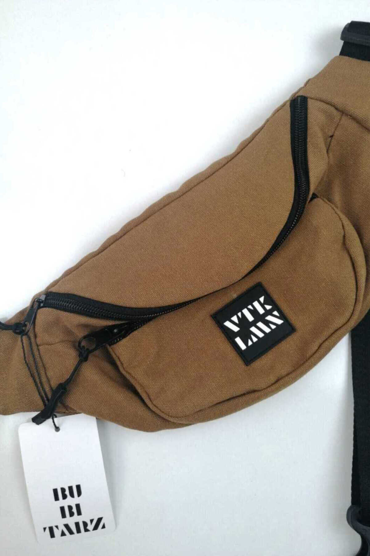 کیف کمری آرم دار 2 زیپ مردانه شتری برند Vatkalimon 