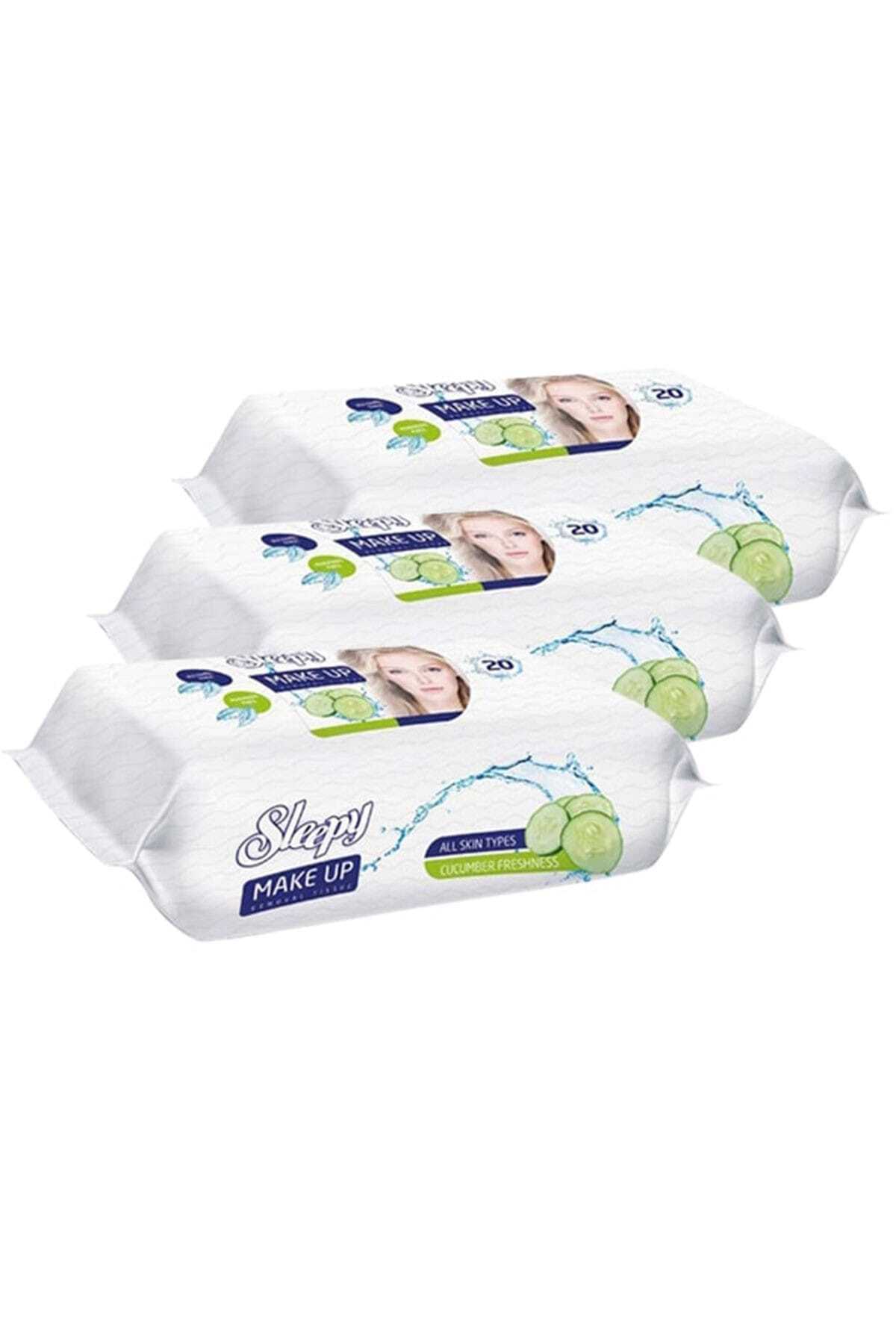 دستمال مرطوب پاک کننده آرایش 3 بسته 20 عددی برند Sleepy 