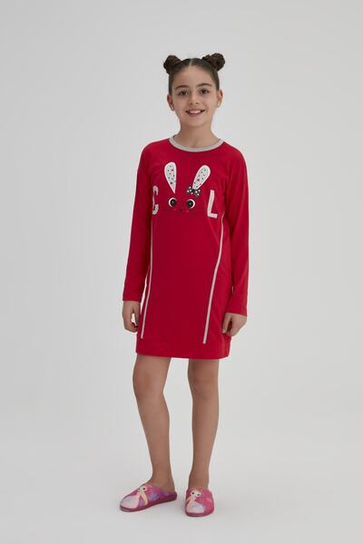 لباس خواب دخترانه آستین بلند طرح خرگوش قرمز برند Dagi 