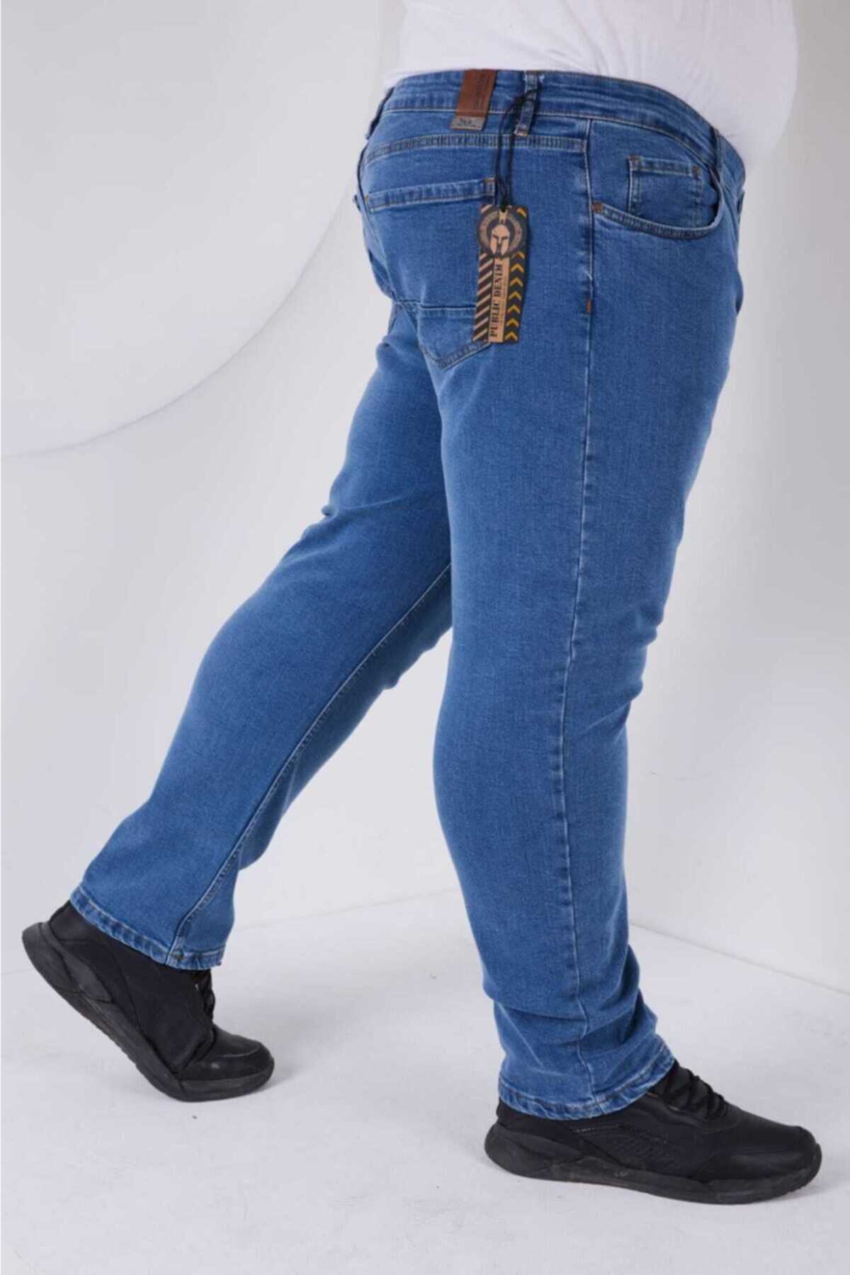شلوار جین مردانه سایز بزرگ جذب آبی برند Public Jeans
