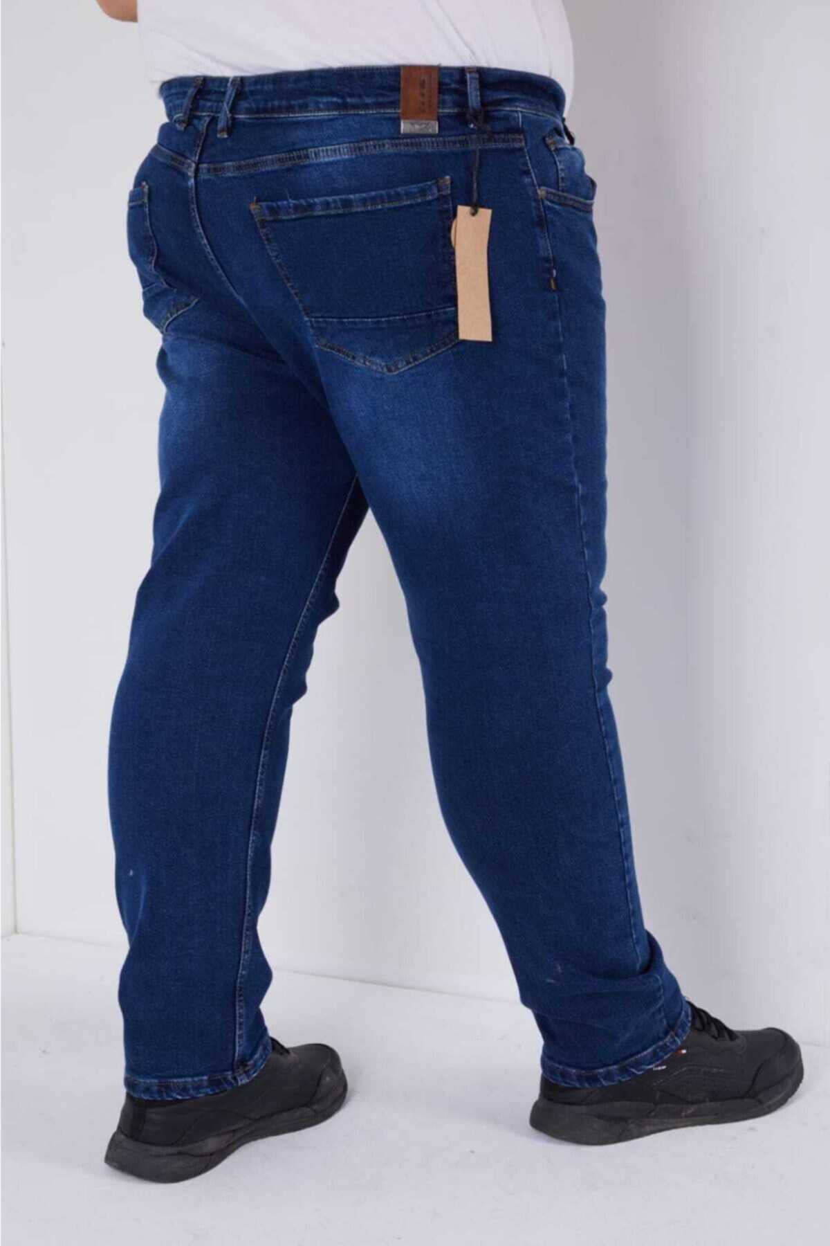شلوار جین مردانه سایز بزرگ جذب آبی تیره برند Public Jeans