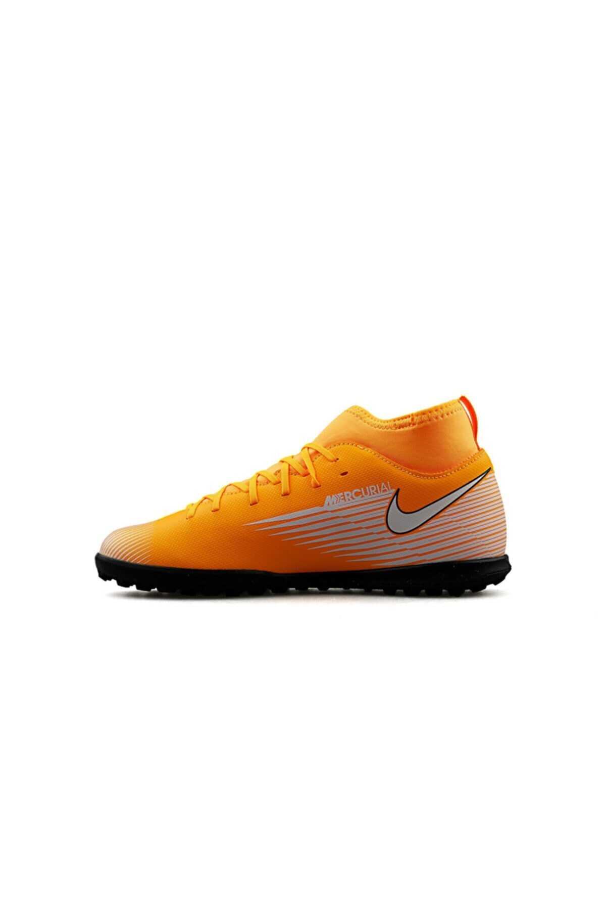 کفش چمن جورابی یونیسکس دو رنگ سفید نارنجی برند Nike