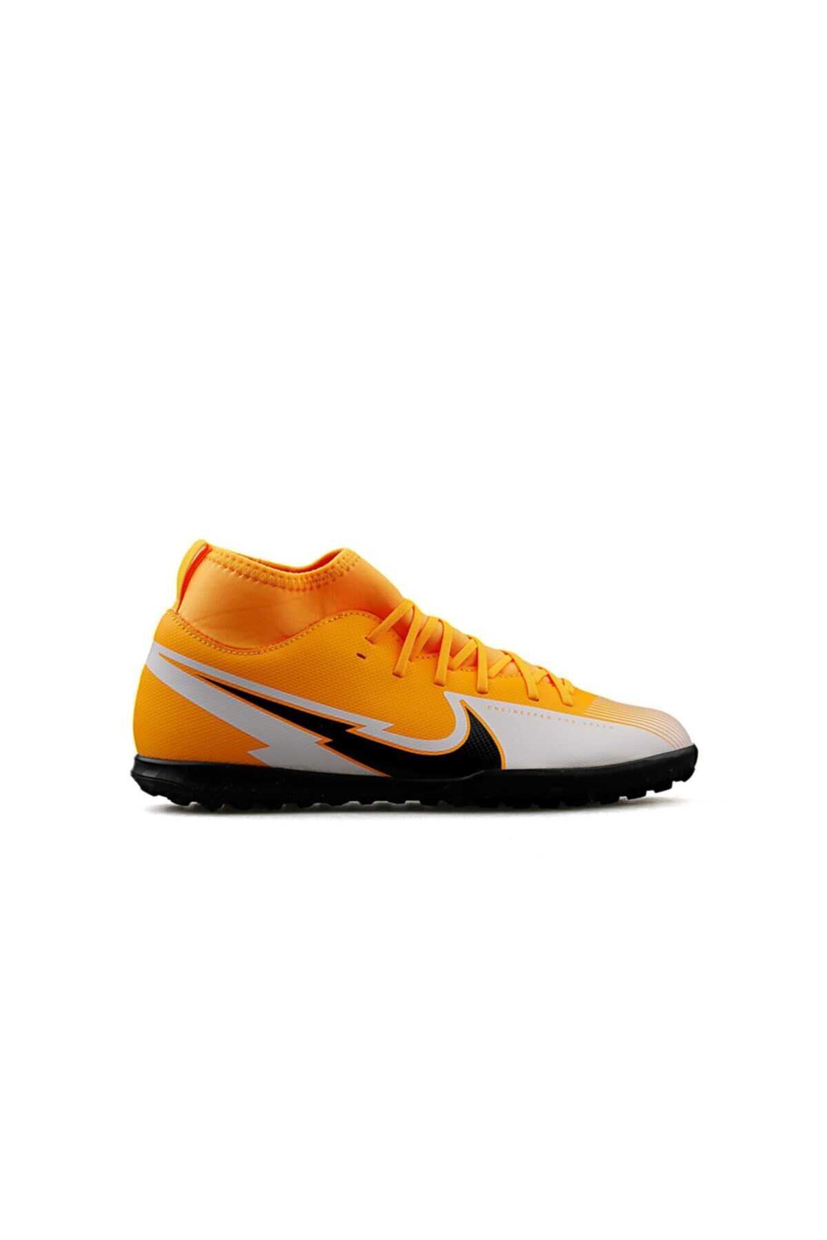کفش چمن جورابی یونیسکس دو رنگ سفید نارنجی برند Nike
