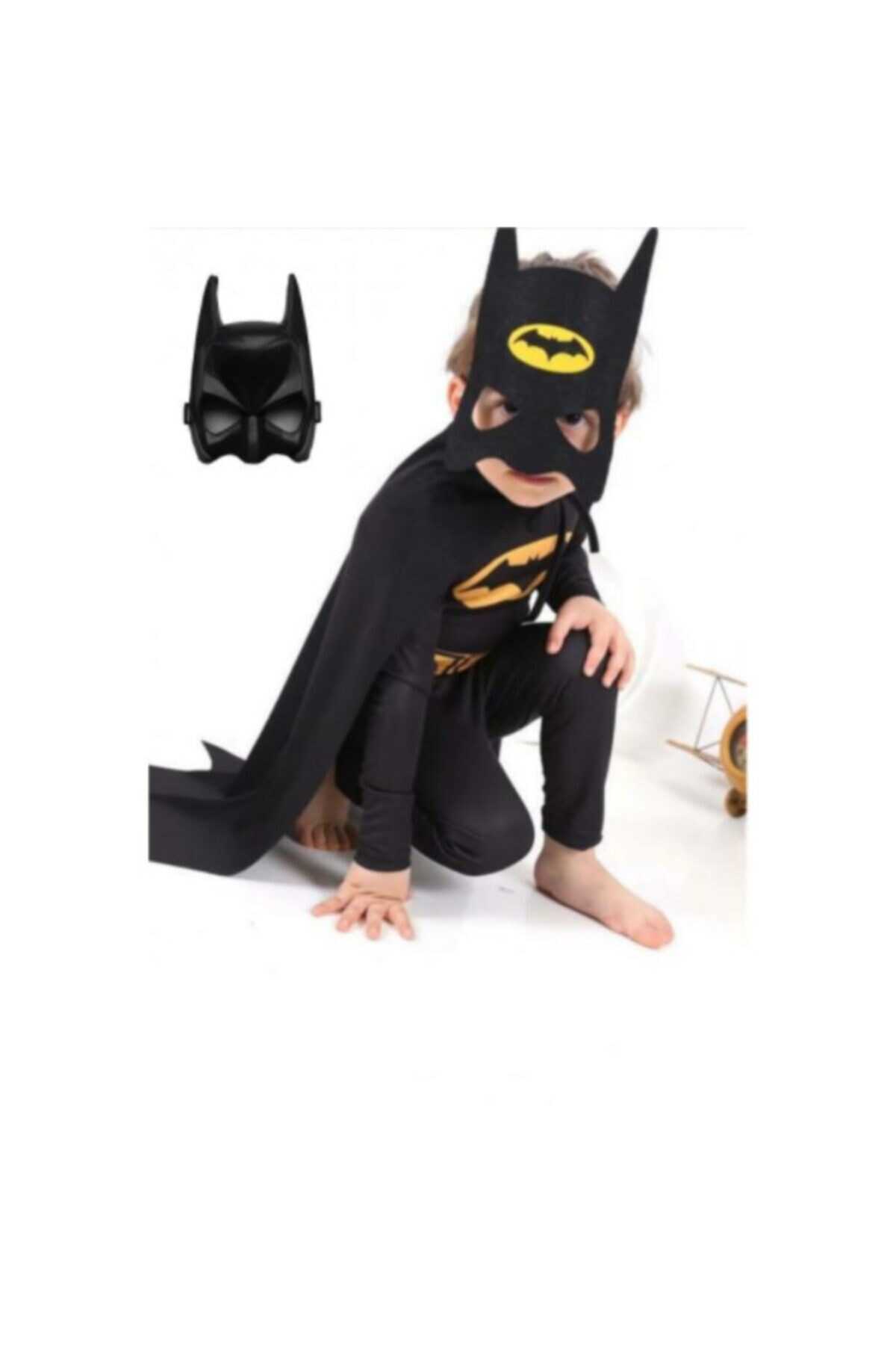 لباس سرهمی بچه گانه بتمن همراه نقاب مشکی برند Batman