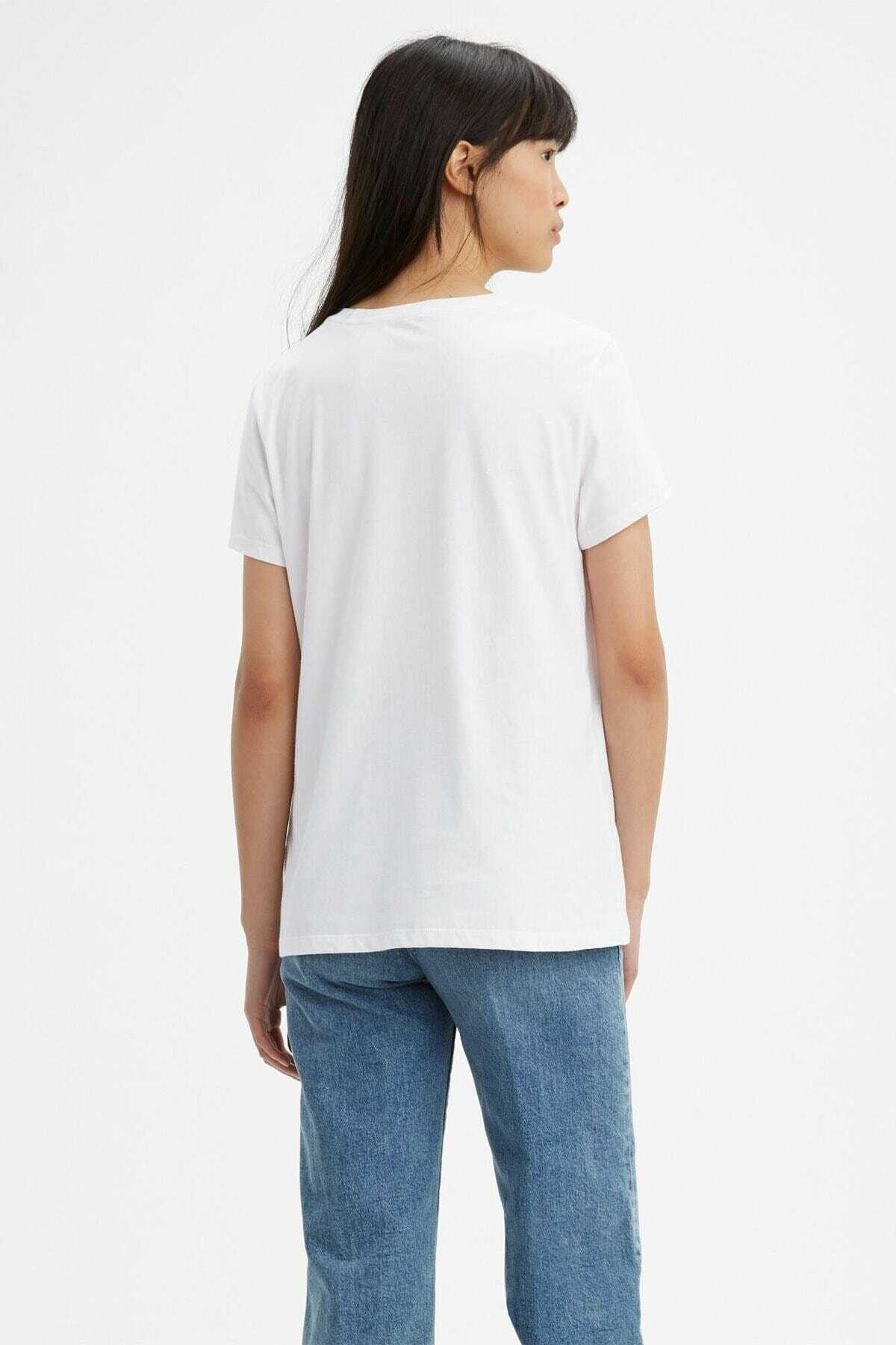 تیشرت یقه گرد چاپ دار زنانه سفید برند Levi's 