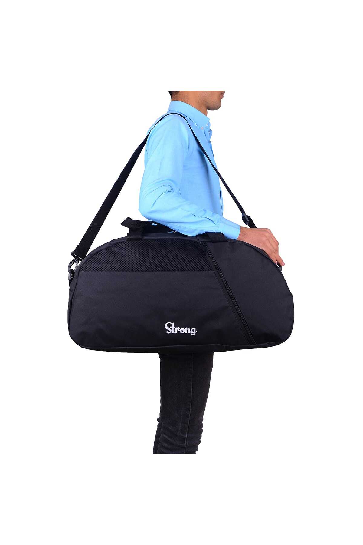 ساک ورزشی سایز بزرگ زیپ دار یونیسکس مشکی برند Strong Bag