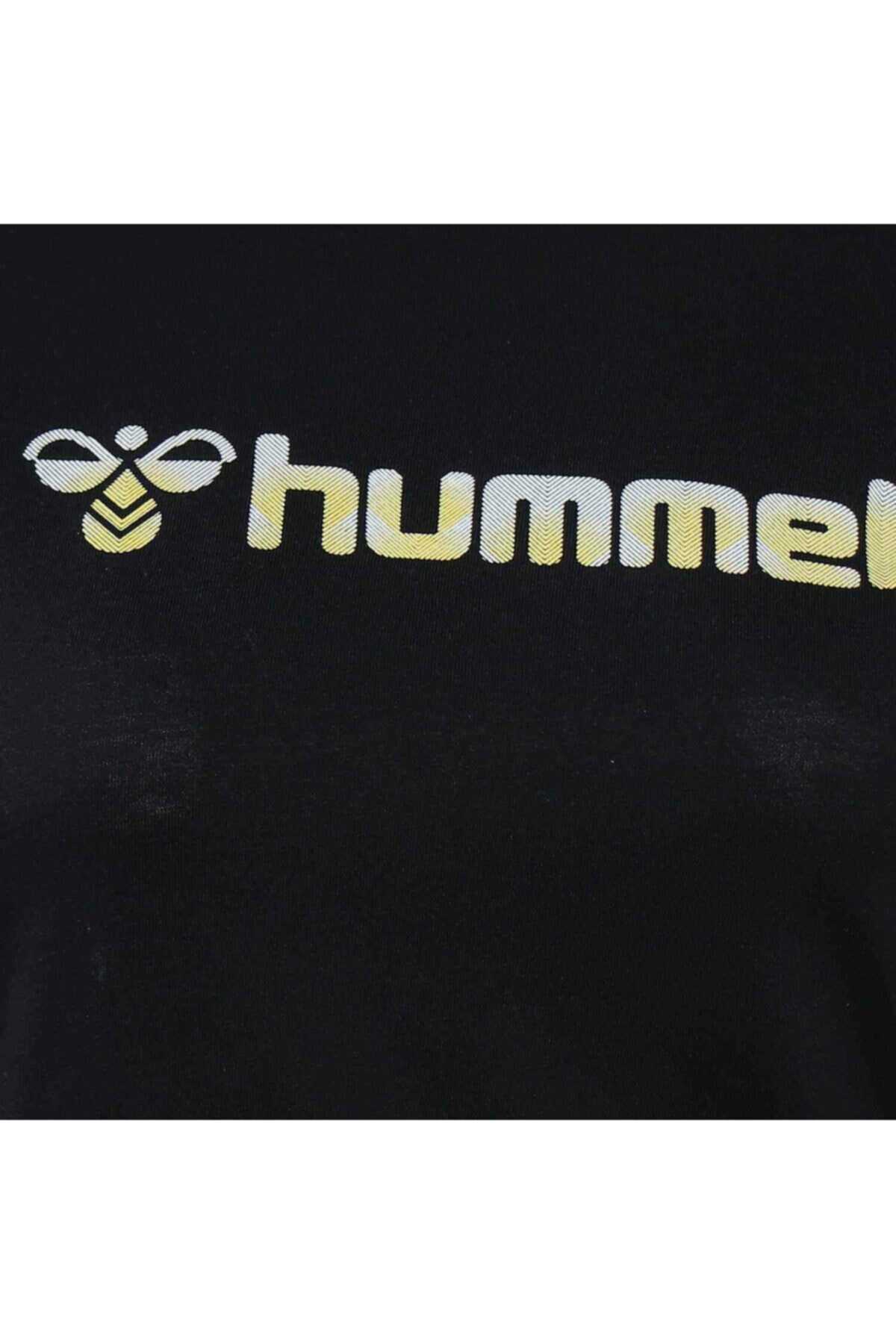 تیشرت یقه گرد چاپ دار زنانه مشکی برند HUMMEL