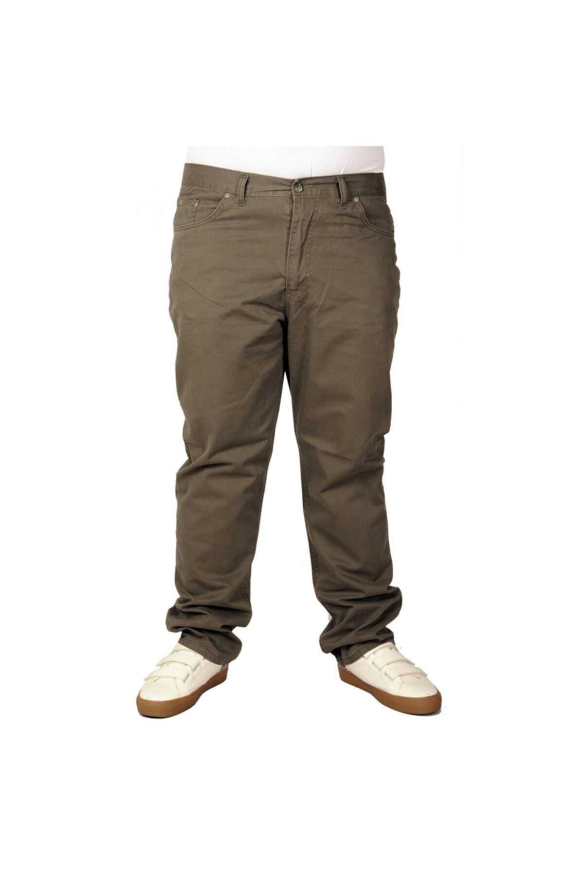شلوار کتان سایز بزرگ جیب دار مردانه خاکی برند ModeXL 