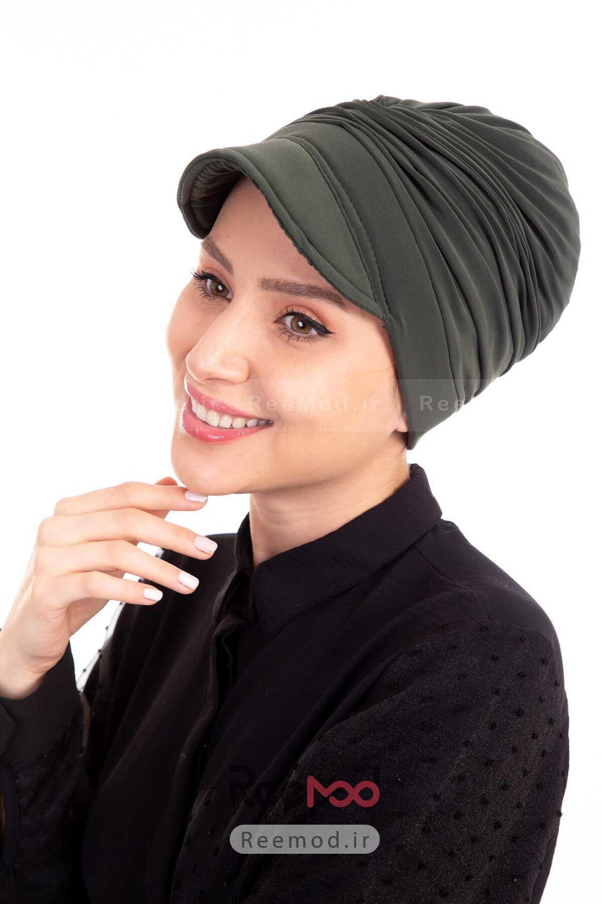 کلاه نخی زنانه لبه دار سبز یشمی برند LadyColor 