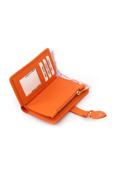  کیف پول زنانه چرم نارنجی برند ByOzgunTasarım