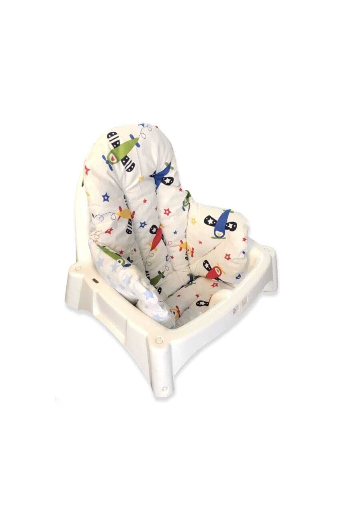 کوسن صندلی کودک دو رو طرح دار سفید برند Bebek Özel 