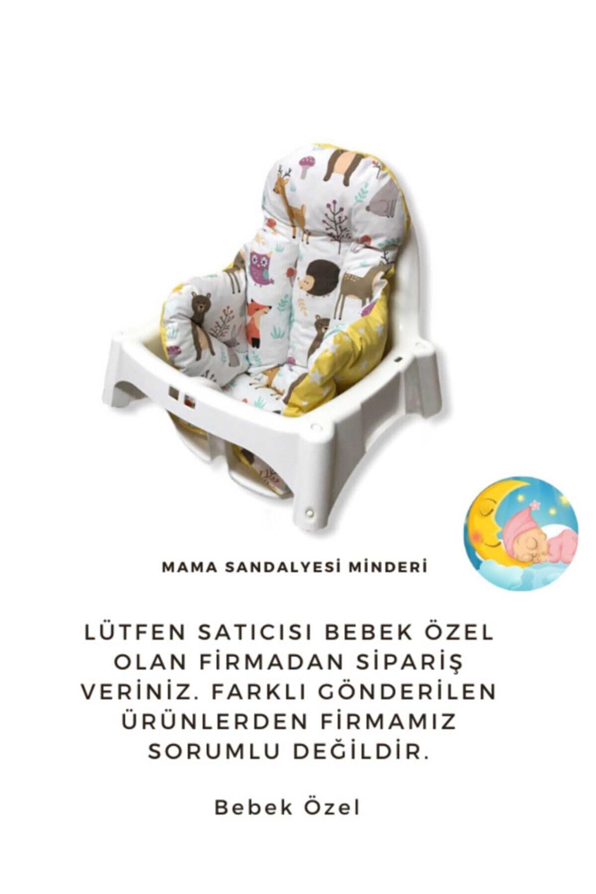 کوسن صندلی کودک دو رو طرح دار سفید زرد برند Bebek Özel 