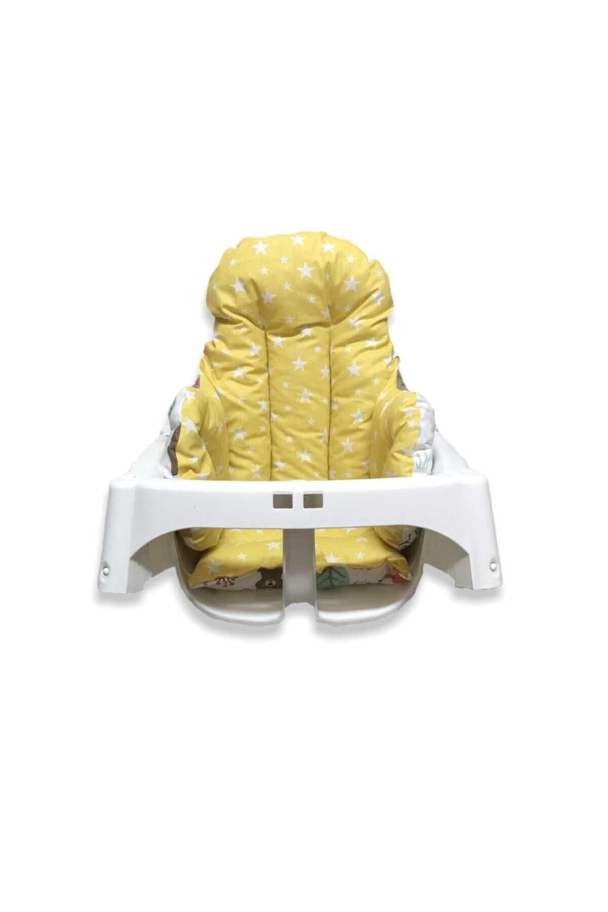کوسن صندلی کودک دو رو طرح دار سفید زرد برند Bebek Özel 