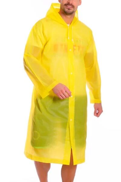 بارانی بلند کلاه دار دکمه ای یونیسکس زرد برند Marlux