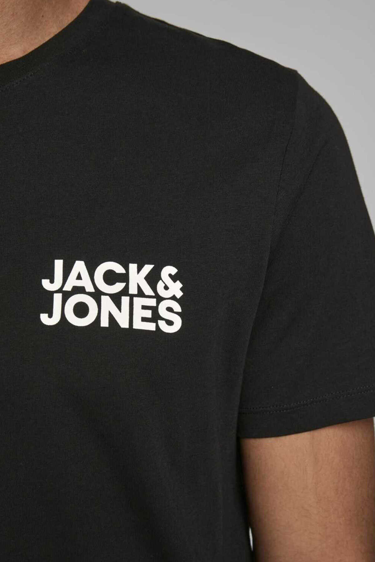 تیشرت یقه گرد چاپ دار مردانه مشکی برند Jack Jones