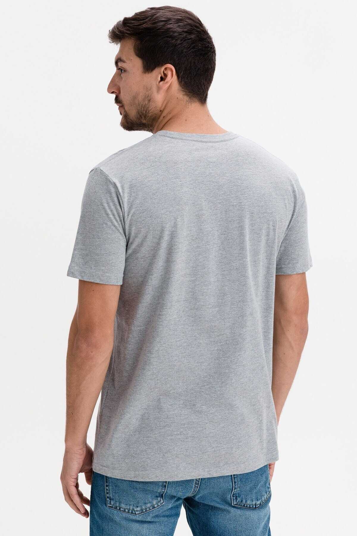 تیشرت یقه گرد چاپ دار مردانه خاکستری برند Quiksilver 