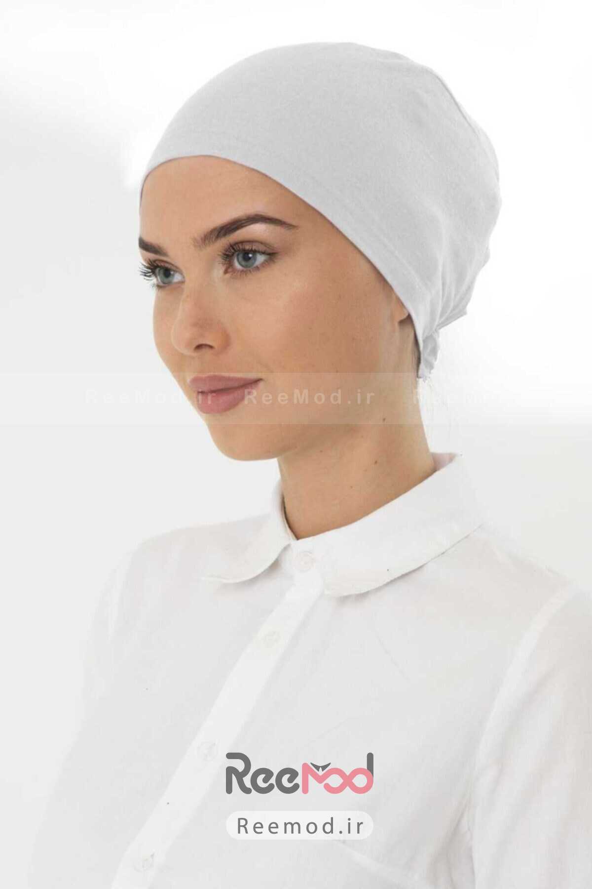 کلاه زنانه نخی ساده سفید برند Shalista