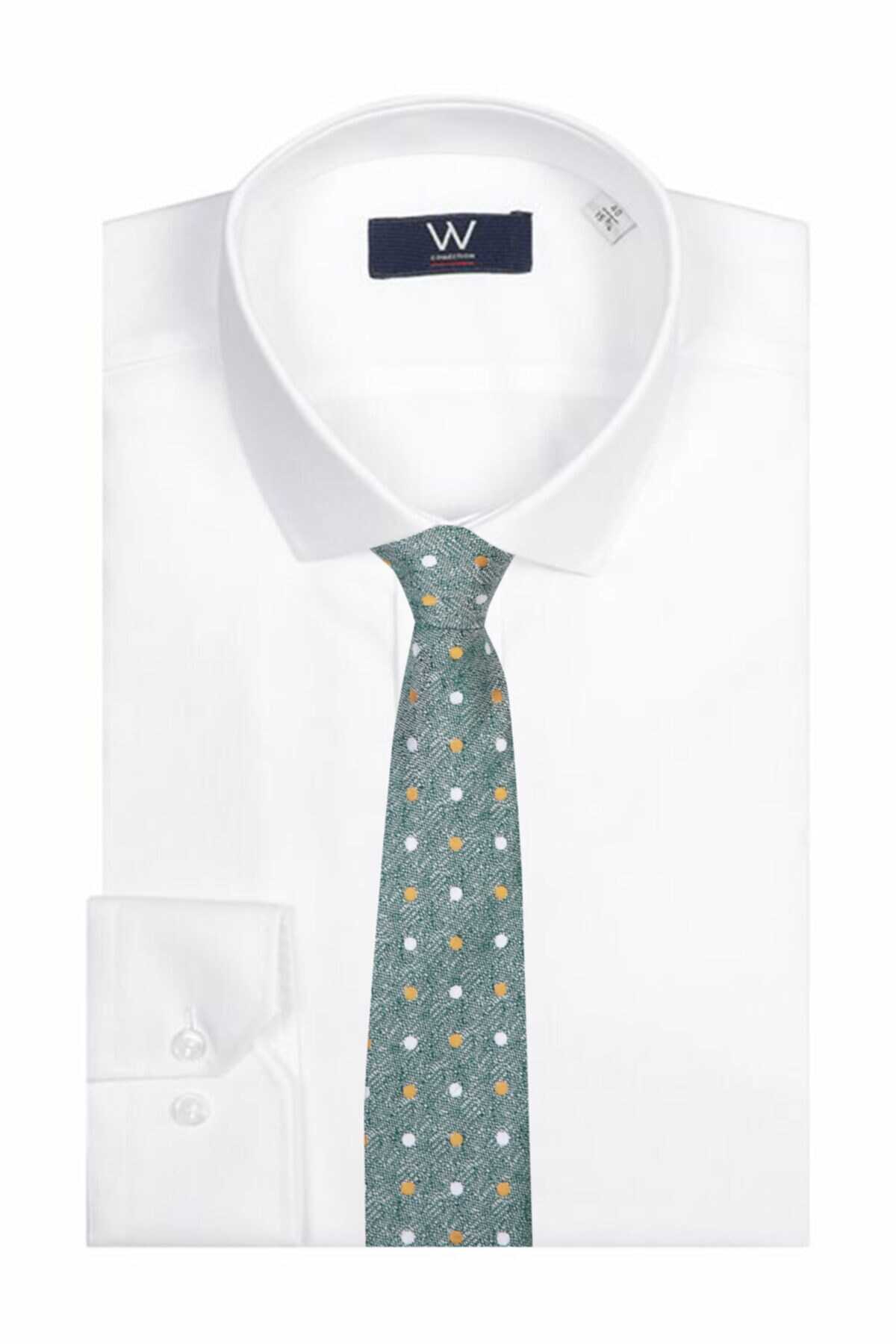 کراوات طرح خال خالی مردانه سبز تیره برند W Collection